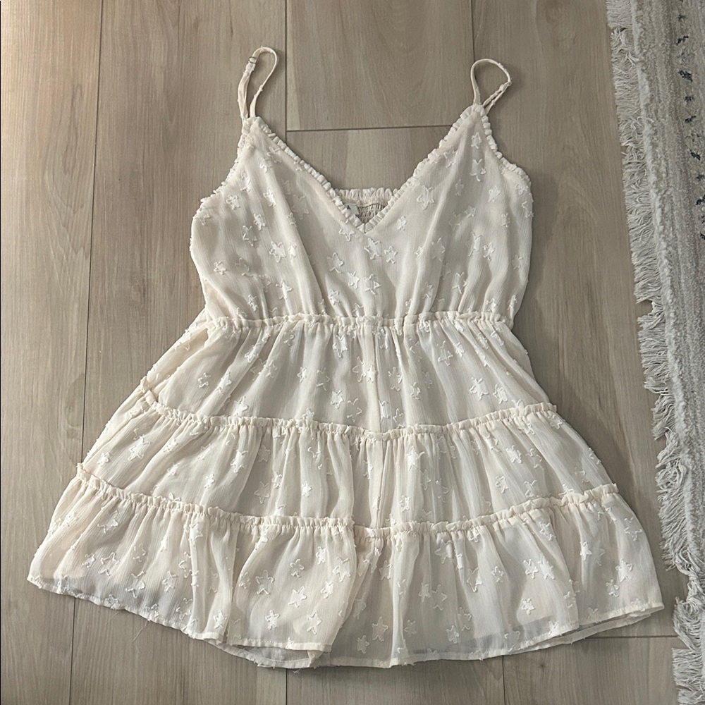 Nordstrom Cream Jumpsuit with Floral Embroidery